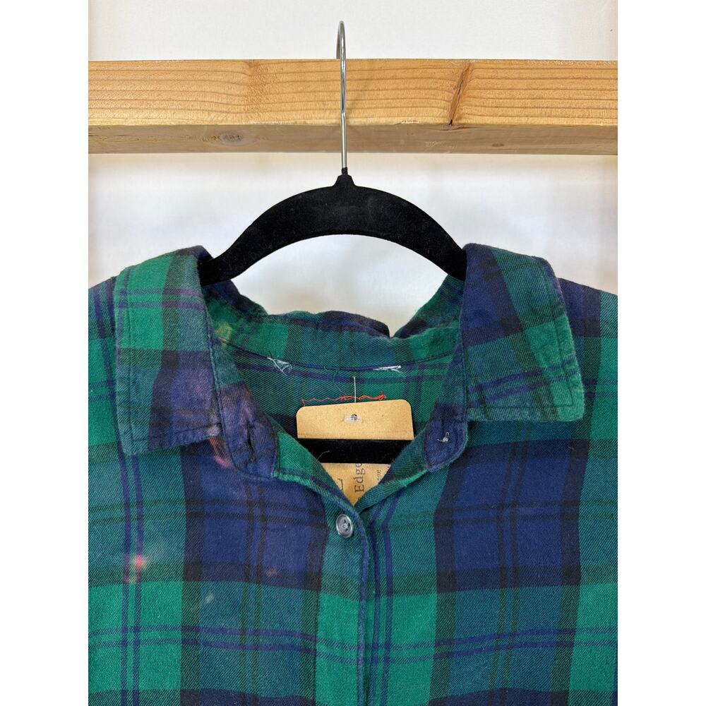 NWT OOAK Wanders Edge Handmade Embellished Flannel Shirt with Peace Sign - Picture 2 of 8